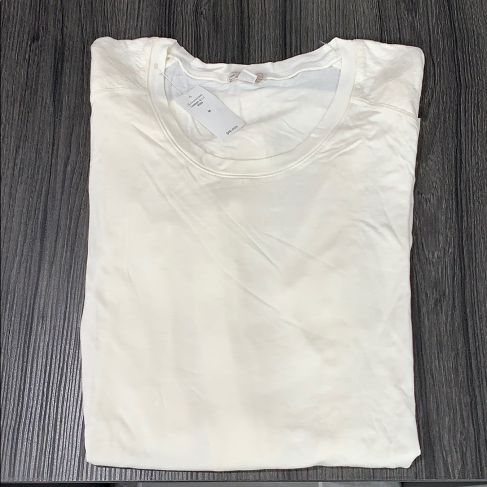 Gap Cream Quilted Long Sleeve Tee